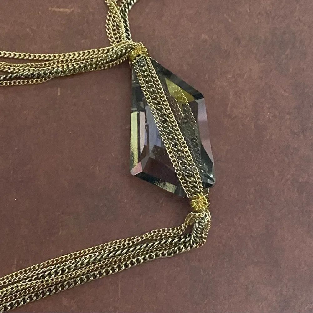 Long Multi Colored Chains Crystal Toggle Necklace - Picture 3 of 6